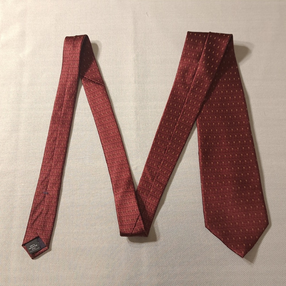 Vintage Zylos‎ George Machado Men's Classic Tie Burgundy 100% Silk Made In U.S.A